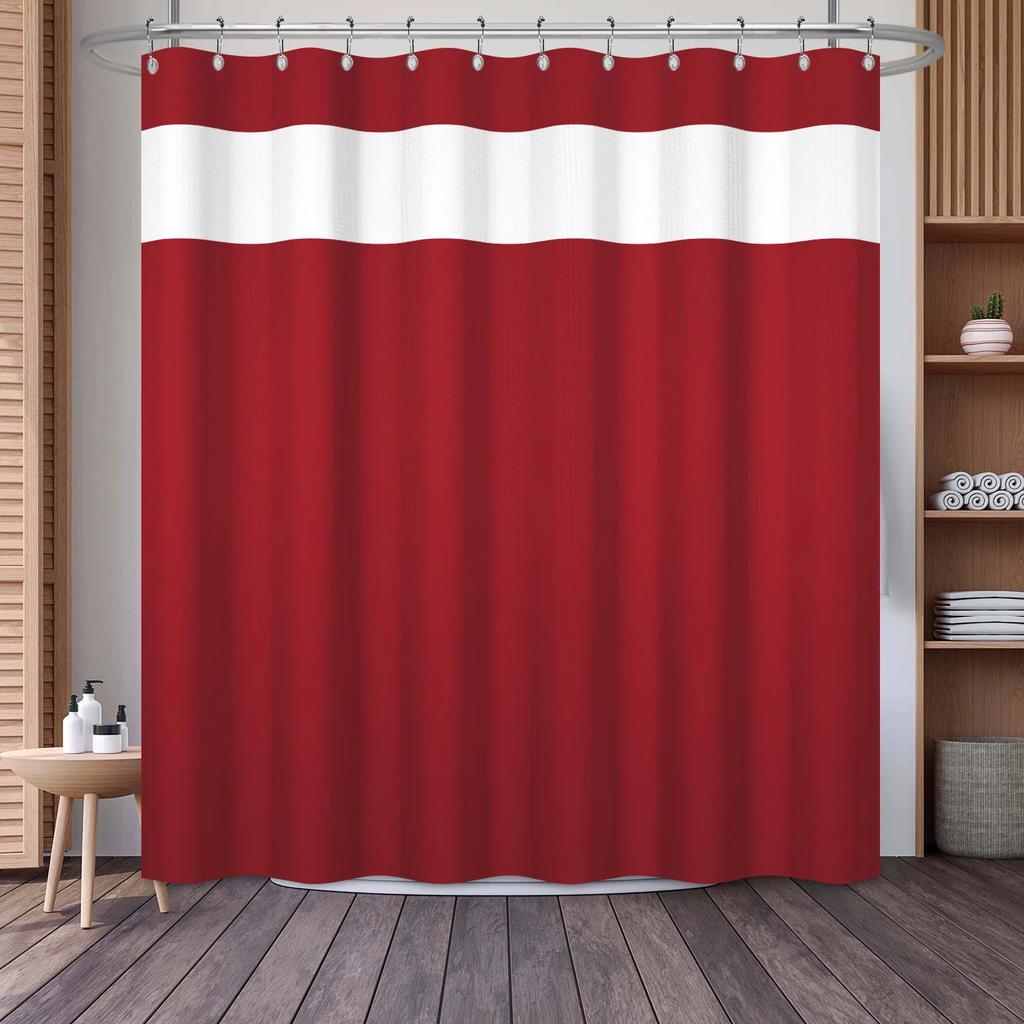 Waffle Shower Curtains Modern Hotel Style Striped Geometric Pattern Bath Decor Waterproof Polyester Bathroom Curtain with Hooks