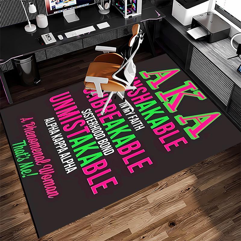 1pc AKA Logo Print Area Rug - Soft, Washable Non-Slip Indoor Mat for Office Chairs, Living Room, Home Office Decorative Rug