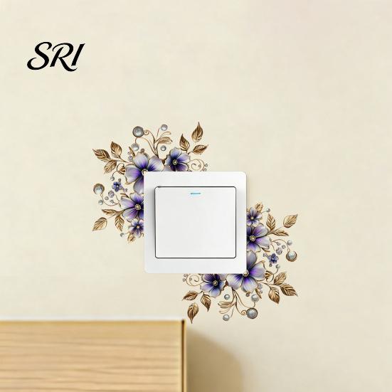 Easy Install Switch Decal Flower Lamp Sticker Removable Self-Adhesive Floral Wall Peel And Versatile Stick Decorative Socket Surround Decals