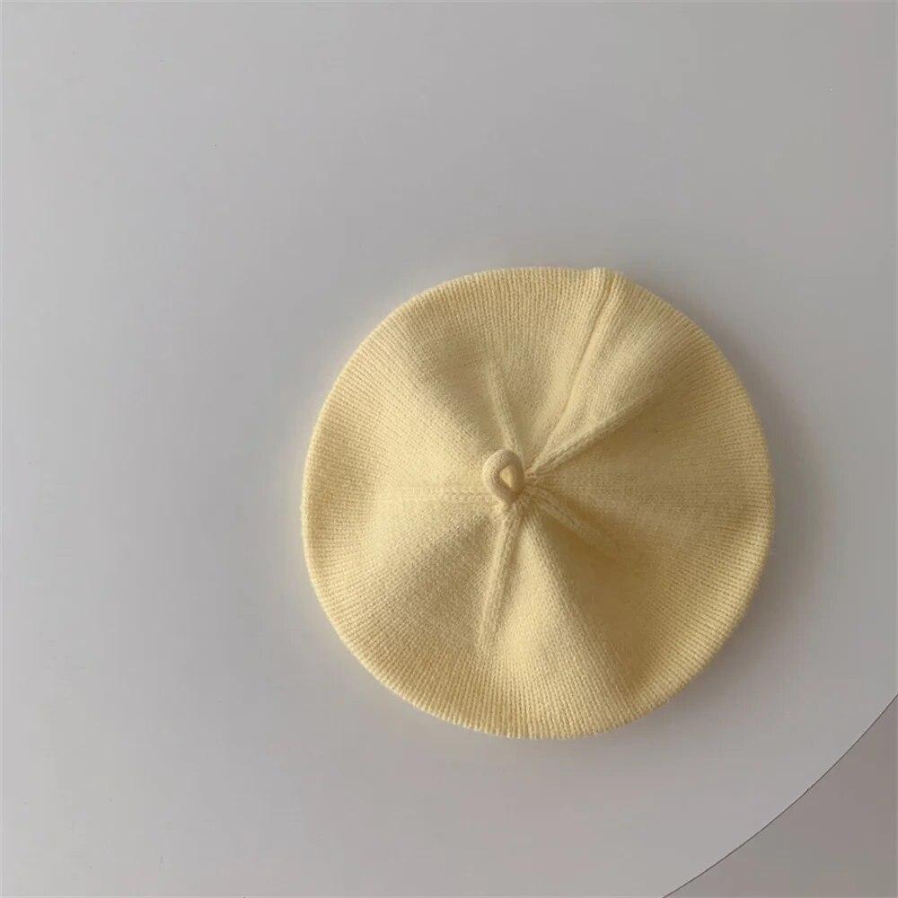 Pălărie beretă tricotată pentru bebeluși la modă, culoare solidă, pălării calde pentru copii, șapcă de toamnă și iarnă pentru fete, accesorii pentru bonetă pentru copii