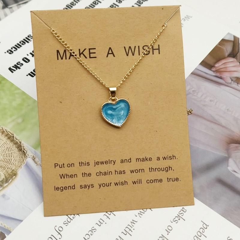 

Romantic Sweet Cute Colorful Heart Shape Pendant Link Chain Necklaces for Women Girls Wedding Engagement Accessories Zircon