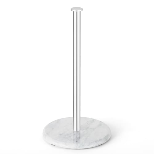 Susswiff Countertop Paper Towel Holder with Natural Marble Base, Kitchen Roll Holder, Standing Paper Towel Dispenser for Standard or Jumbo Rolls, Brus