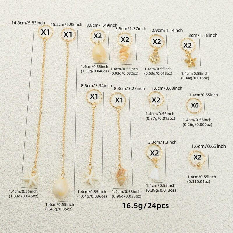 

and American Minimalist Ins-Style Vacation Trend Braided Hair Ring with Ocean Shell Pendant Hair Ring, Dreadlock Hair Clip Decoration for Women Gold Set of 24 Pieces