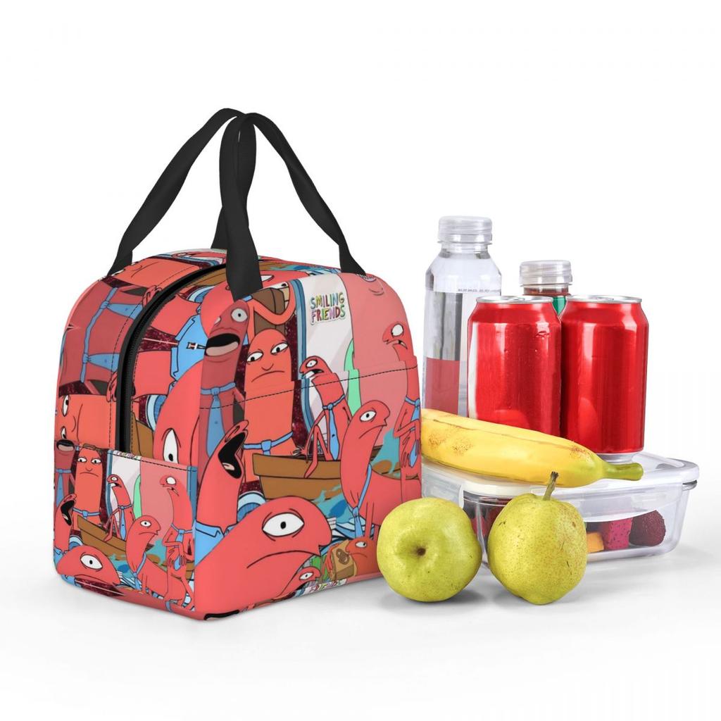 Insulated Lunch Bags Smiling Friends Pim And Charlie Accessories Lunch Container Harajuku Cooler Thermal Bento Box For School