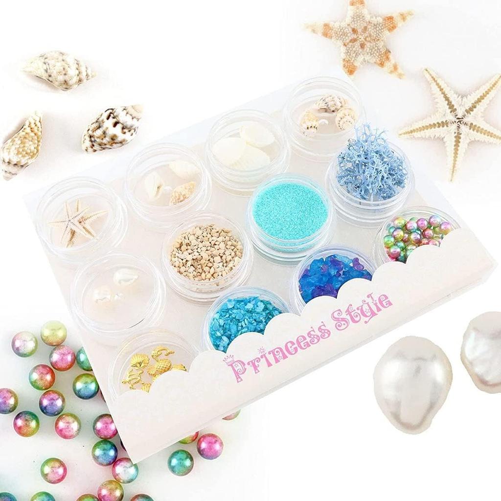 Marine Teile Mini Seestern Enthalten Nagelharz Materialien Set Prinzessinnen-Stil - - - 12-teilig