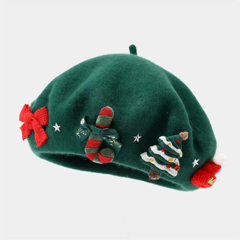 LDSLYJR Autumn Winter Cotton Cartoon Warm Beret Painter Hat Octagonal Hat Women and Girl 02