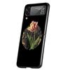 Handyhülle mit Vintage-Blumen-Motiv, botanischer Marmor, für Samsung Galaxy Z Flip 3, 4, 5, schwarze faltbare Handyhülle, harte Schutzhülle