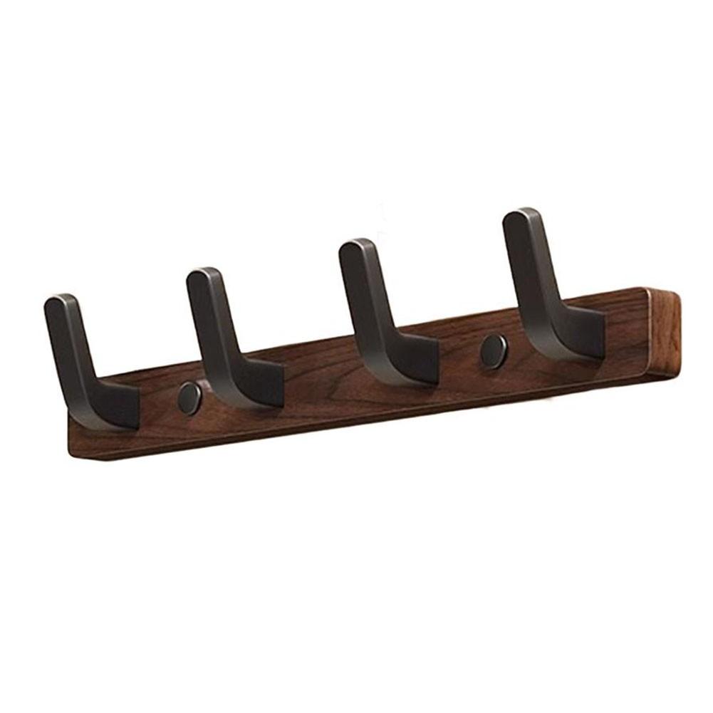 Entryway Coat Rack No Drill Wall Hook Walnut Wood Coat Hook Elegant Wood Finish