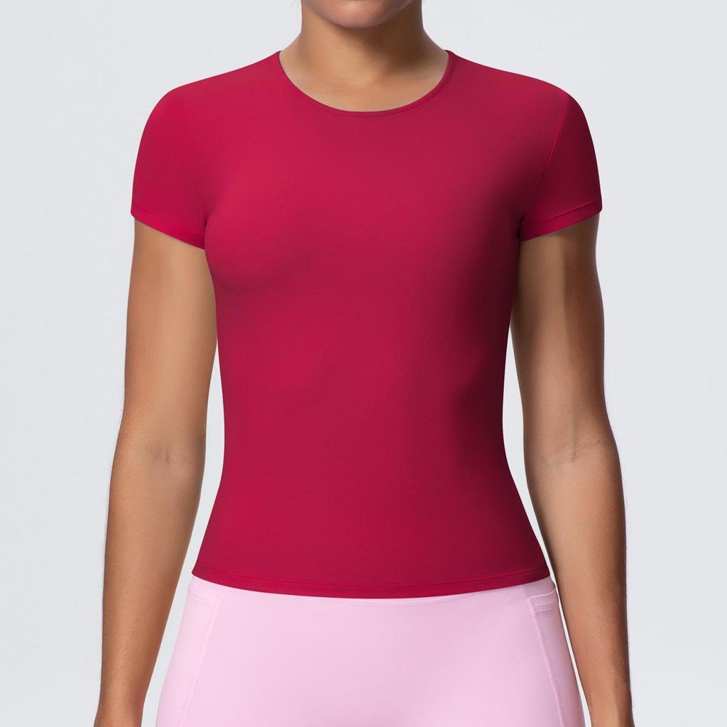 Maglietta da Running da Donna ad Asciugatura Rapida Controllo Pancia - Manica Corta, Sensazione di Nuvola, Top Casual Yoga Fitness.
