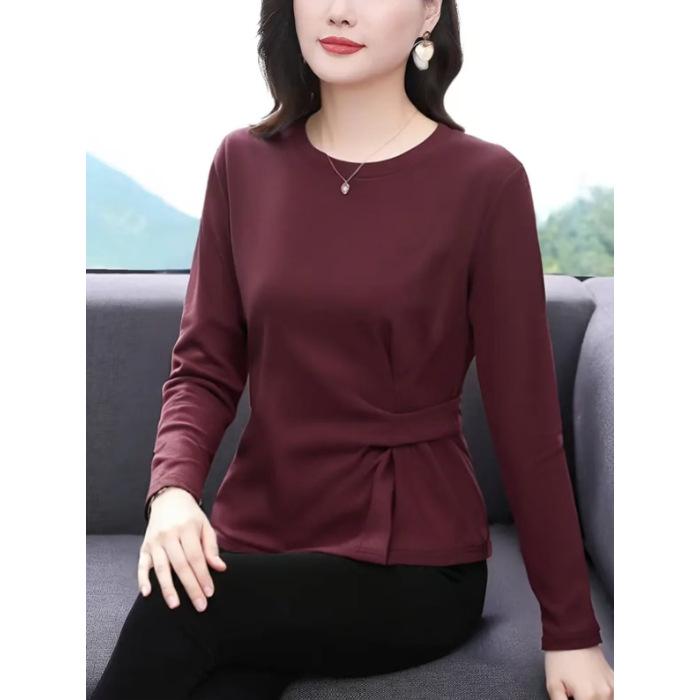 Women's 2025 Early Autumn Fleece Long-Sleeve T-Shirt: Flattering, Slimming, Versatile Base Layer Top