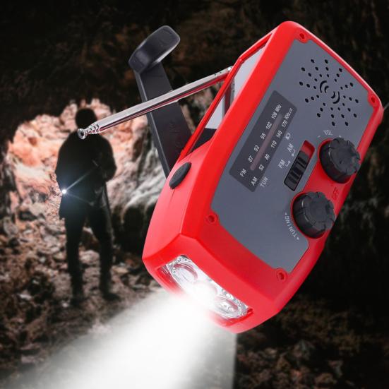 Emergency Solar Radio Design Portable Hand with LED Flashlight Compact Crank Solar Powered Rechargeable