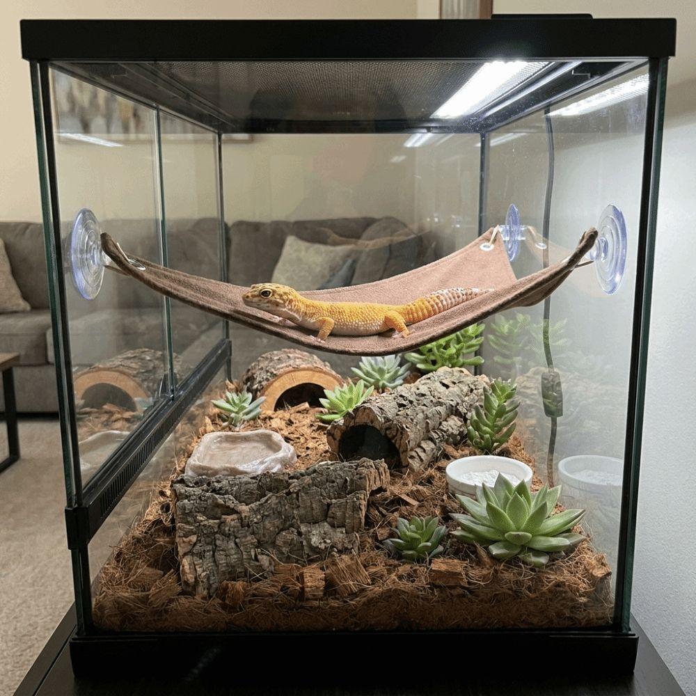 Lightweight Lizard Triangle Hammock Suction Cup Pet Climbing Net Reptile Bed Swing Habitat Decor