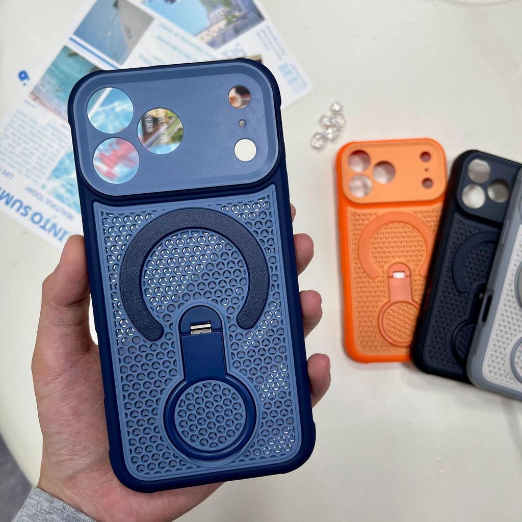 iPhone 17 Pro Max Magnetic Case with 360° Rotating Stand & Heat Dissipation