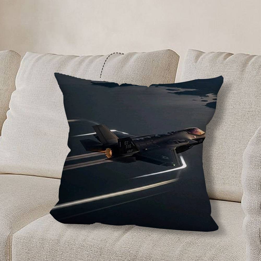 F-F35 F-Fighter Jets F22 Pillow Case Anti-dustmite Pillowcase Invisible Zipper Silky Short Plush Sofa Cushion Cover