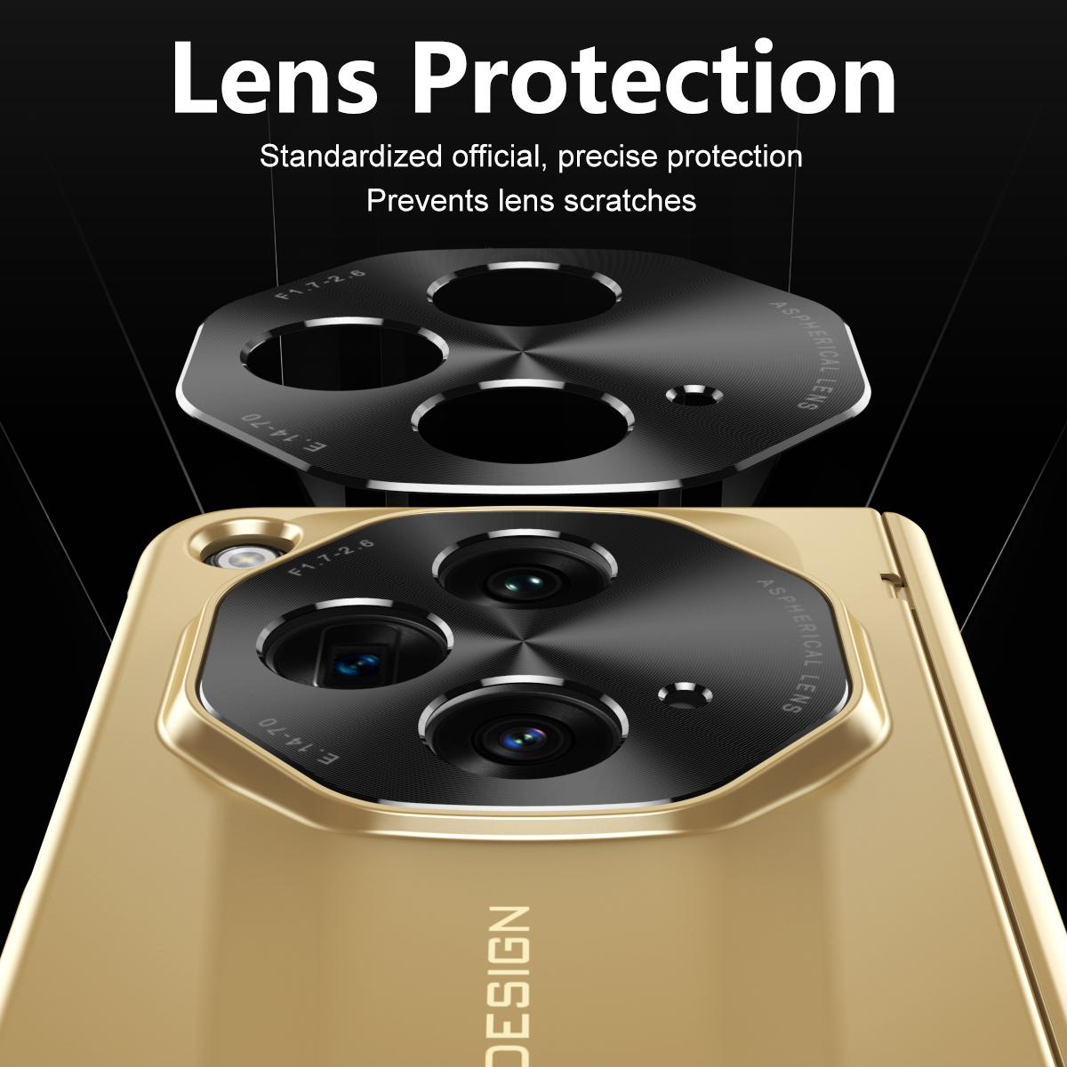 

For Oppo Find N3 5G Folding Phone Case Hinge Protection PC Cover with Tempered Glass Film Gold
