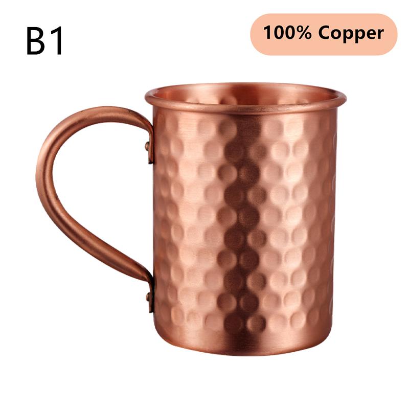 500ml 100% Copper Moscow Mule Mug, Hammered Cocktail Wine Cup for Beer Coffee, Durable Bar Drinkware