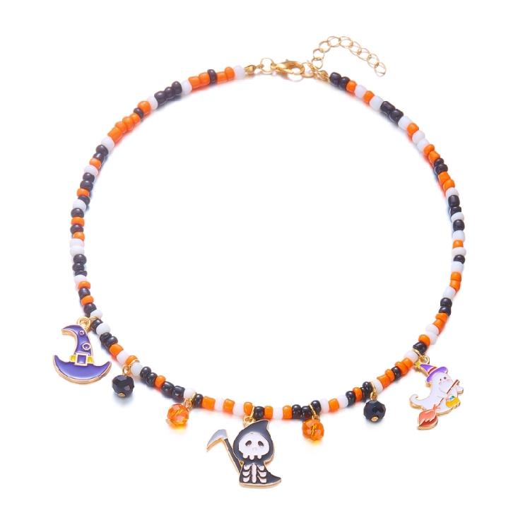 Halloweens Party Necklace With Spiders Pendant Alloy Chain Costume Jewelry for Women Girls and Boys