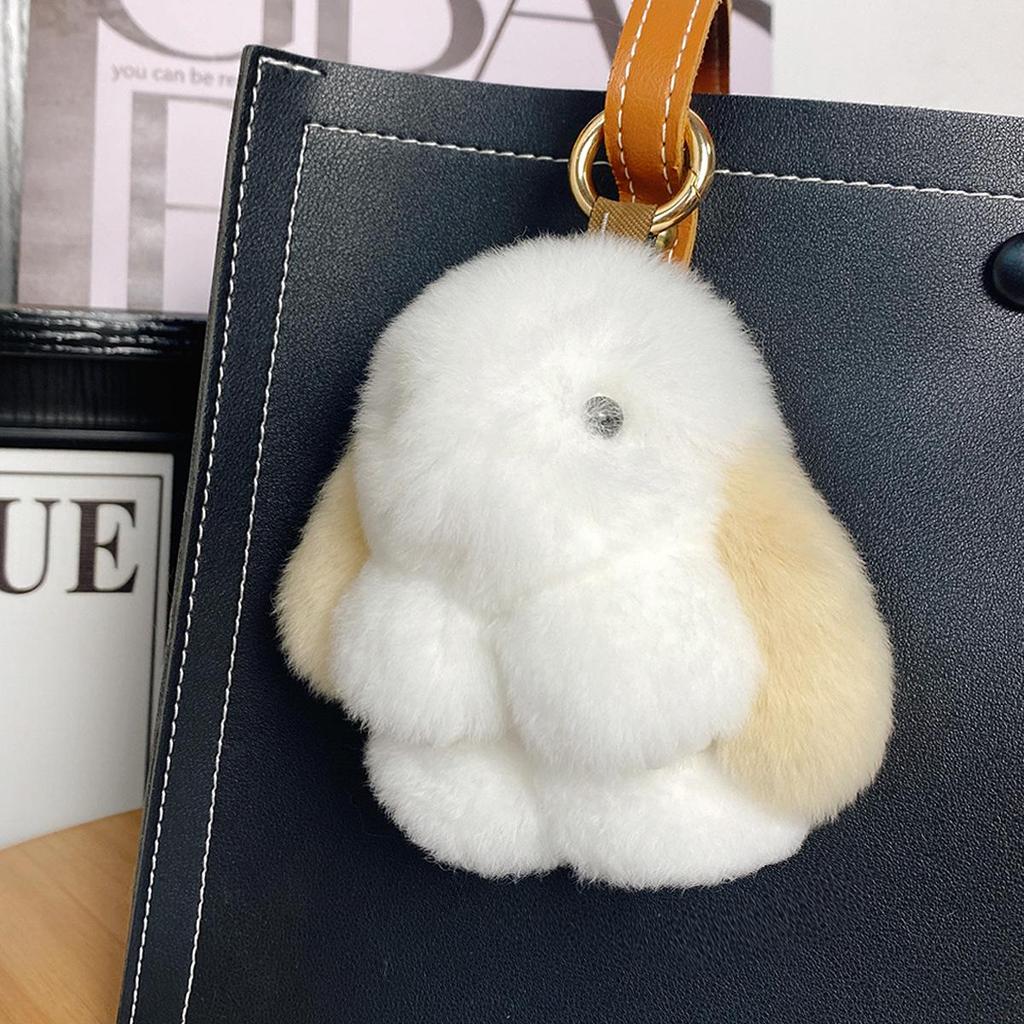 Mini Rex Rabbit Fur Pom Pom Keychain Bag Charm Keyring