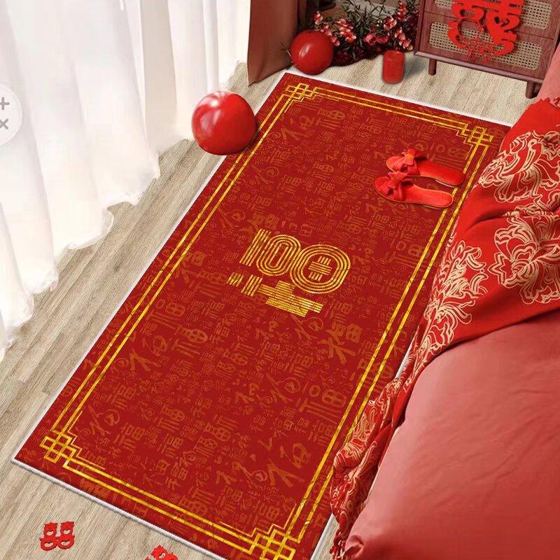 Chinese Red Living Room Carpet Entrance Large Area Rugs Luxurious Soft Room Decoration Home Mats Non-slip Alfombras Para Sala