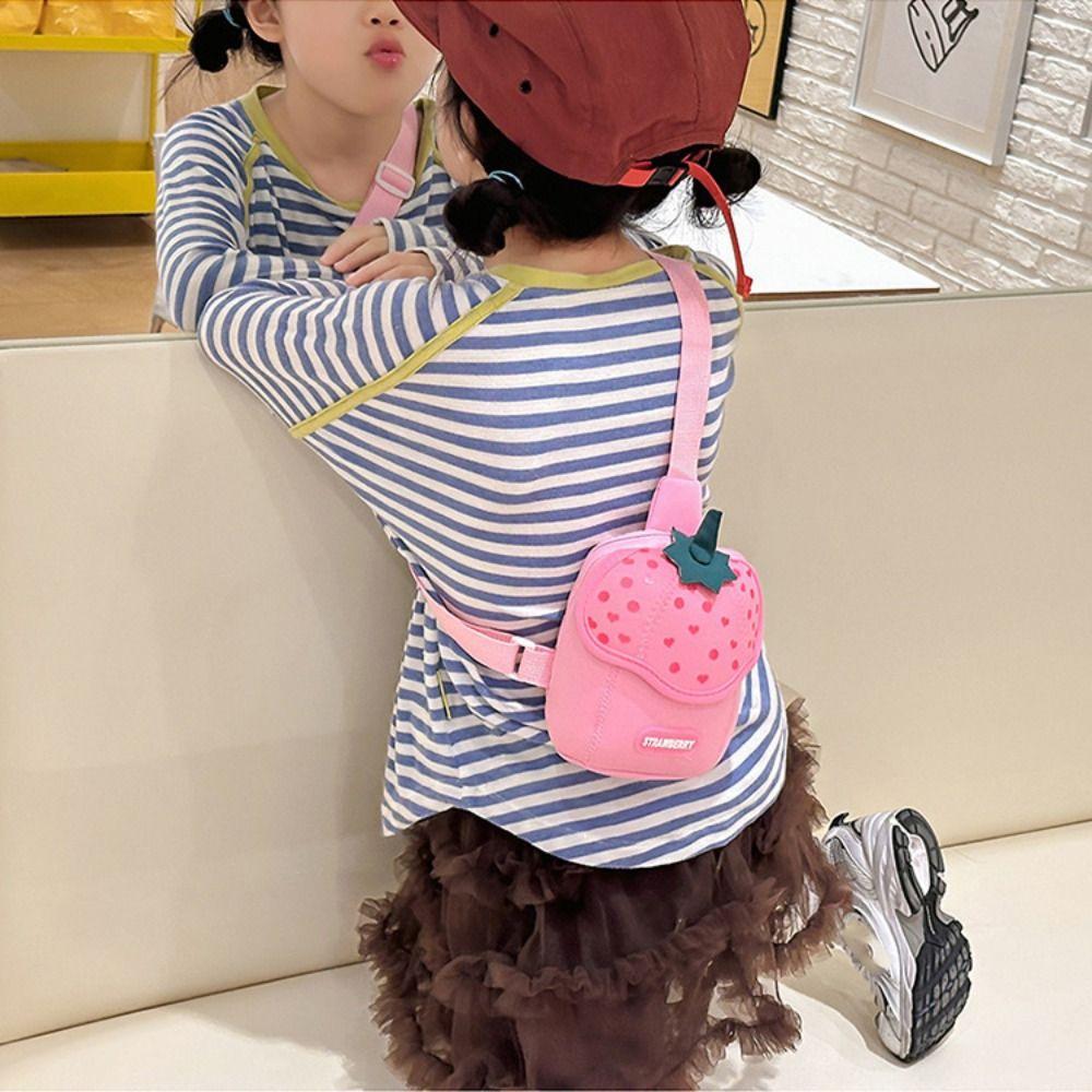 Strawberry Children Backpack Cloth Students Chest Bag Cute Children's Crossbody Bag  Travel