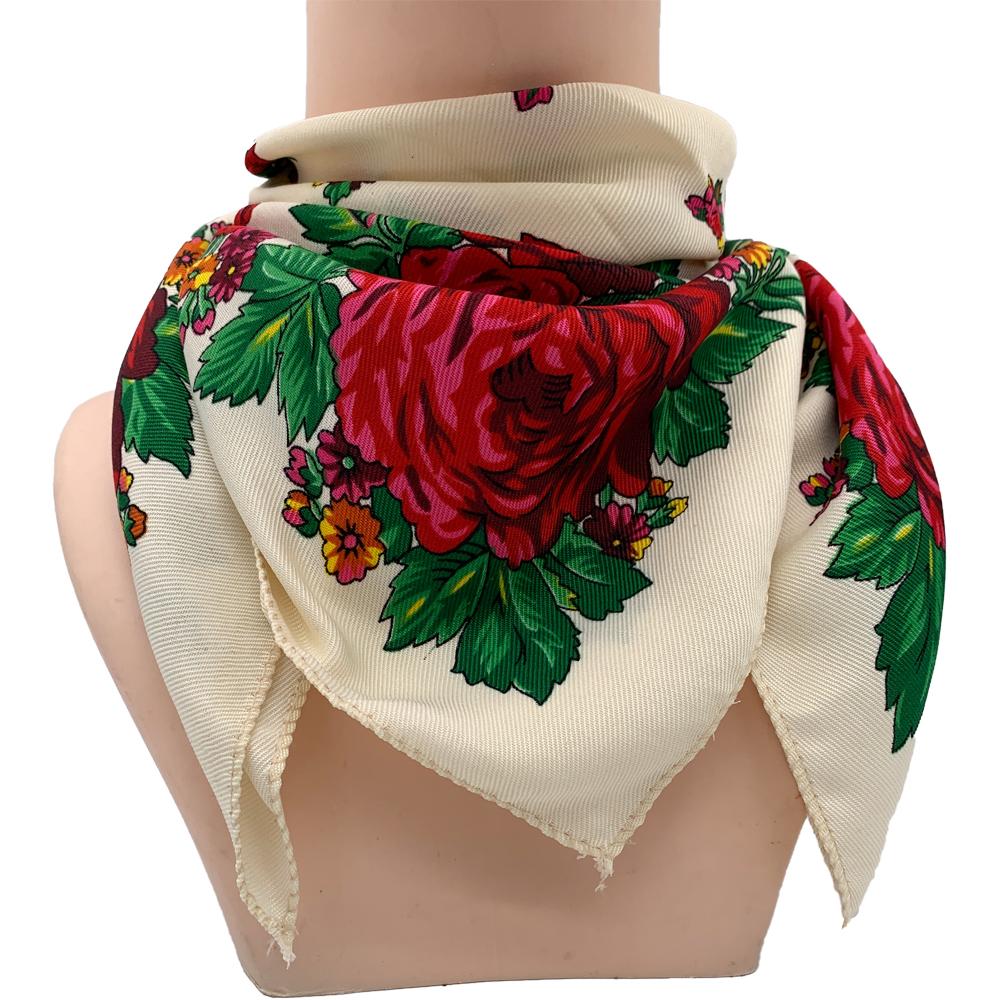70*70Cm Russian Square Scarf Women Luxury Floral Print Bandana Lady Headband Scarves Babushka Handkerchief Head Wraps