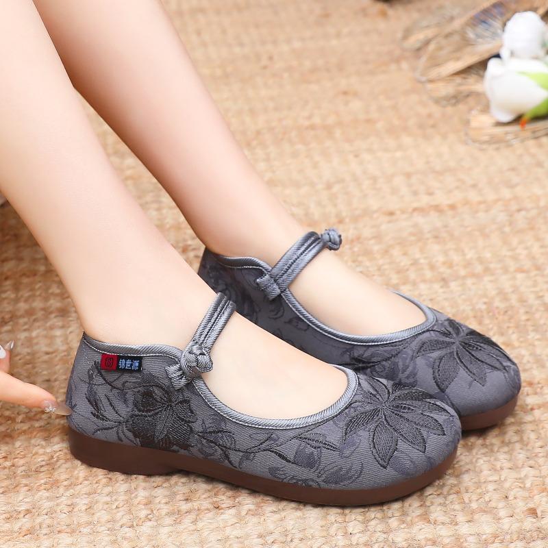 Women's Retro Embroidered Shoes, Single Shoes with Soft Soles, Cloth Shoes