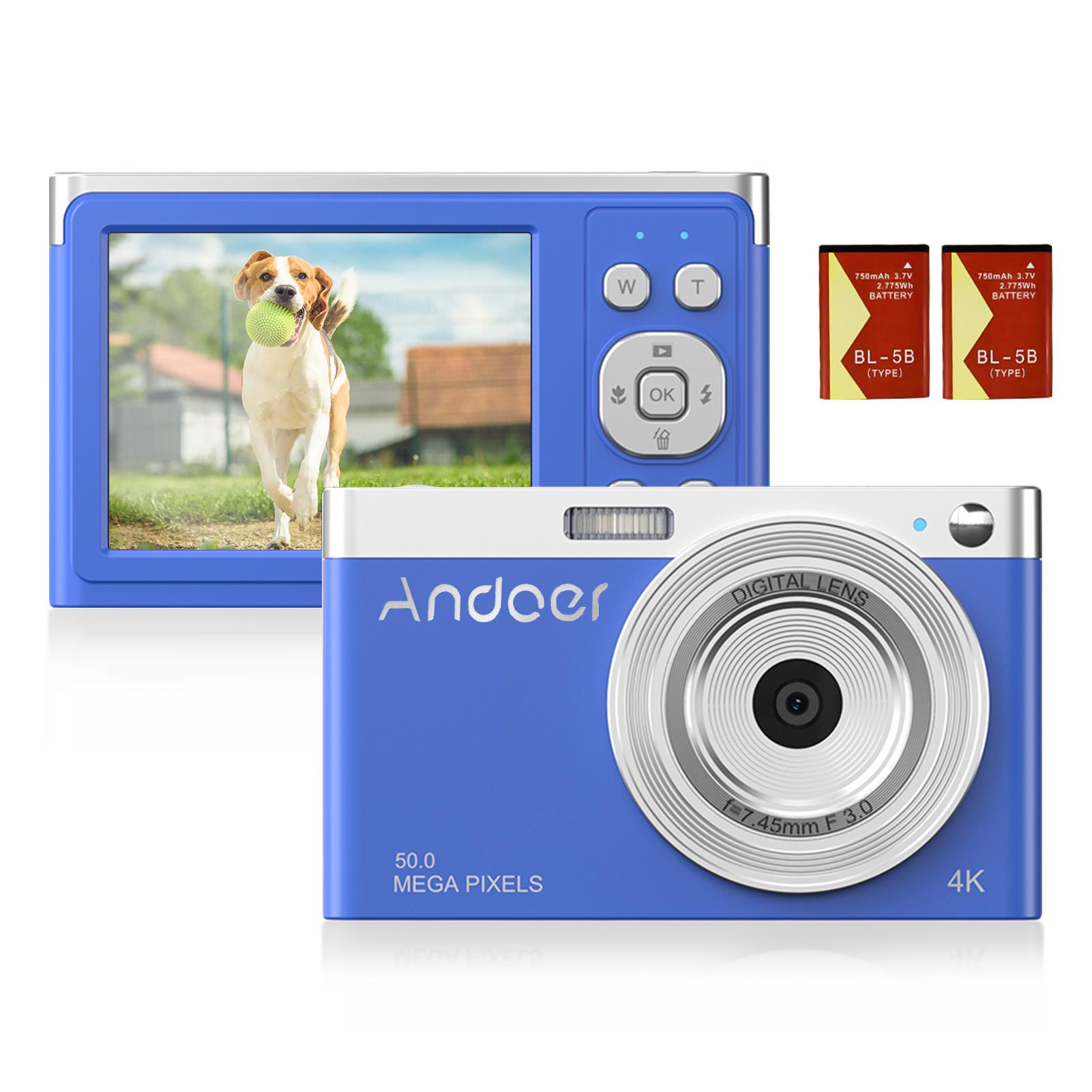 Honor Electronics Andoer Compacte 4K digitale camera videocamcorder 50MP 2,88 inch IPS-scherm Autofocus 16X zoom blauw