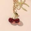 1pc Unisex Red Cherry Shaped Keychain With Fashionable Bow Pendant, Luxury Handbag Key Ring Accessory For Mother's Day Eid al Ad