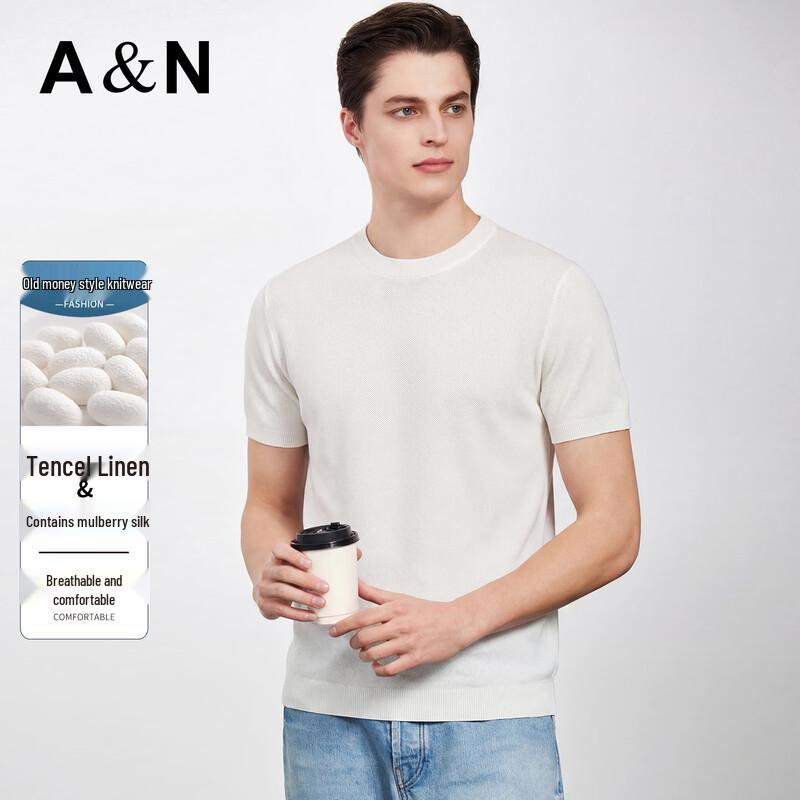 Antonio Men s Silk & Linen Blend Knit T-Shirt 48