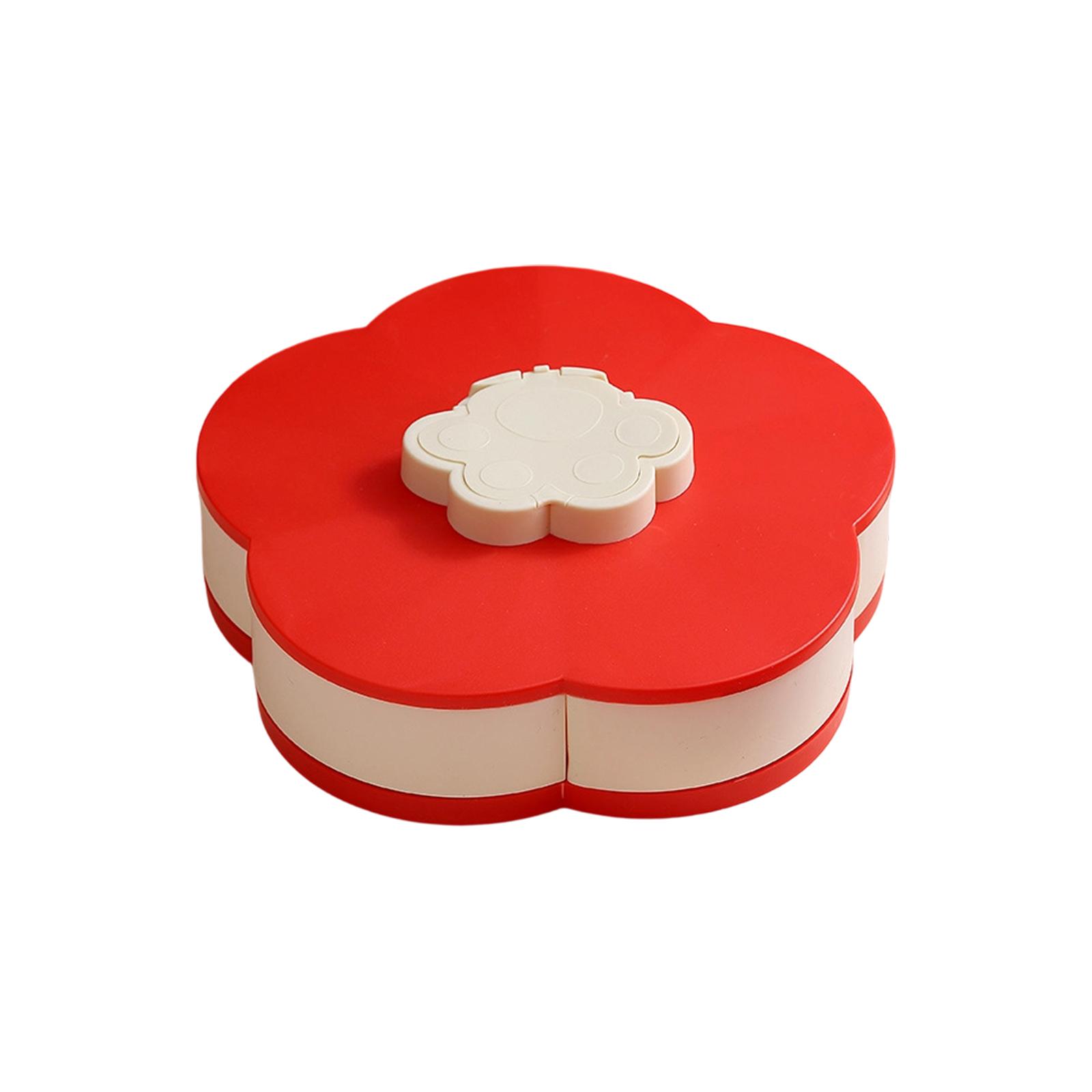 Flower Shaped Rotating Snack Box with Compartments for Candy Dried and Small Items Storage One Size