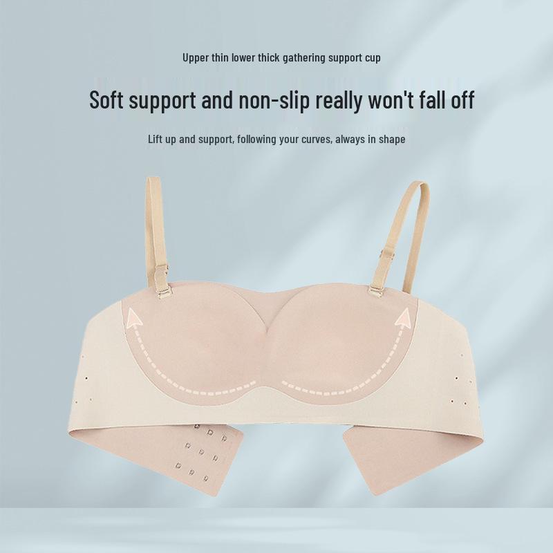 Seamless Strapless Bandeau Bra for Women: Non-Slip, Soft Support, Invisible Fashion Underwear.