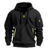 Men's Autumn And Winter Hooded Sweatshirt Casual Half Zip Pullover With Multi Pockets