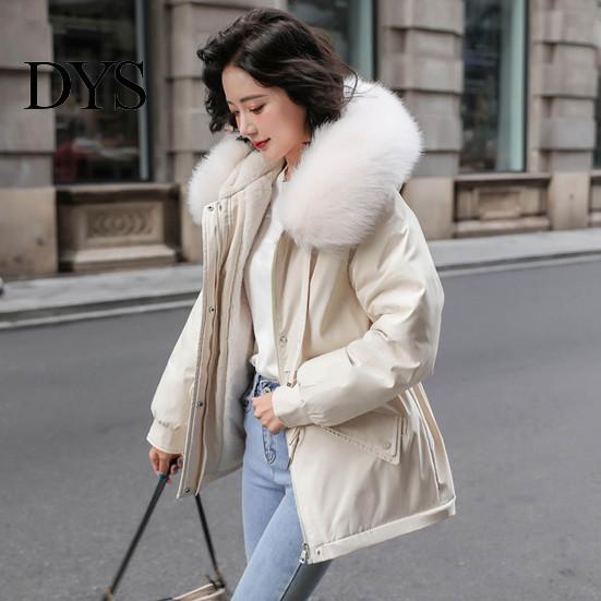 Drawstring Waist Coat Women Padded Jacket Thickened Plush Lined with Winter Stylish Outerwear Warm Puffer Faux Fur Hood for Work Streetwear