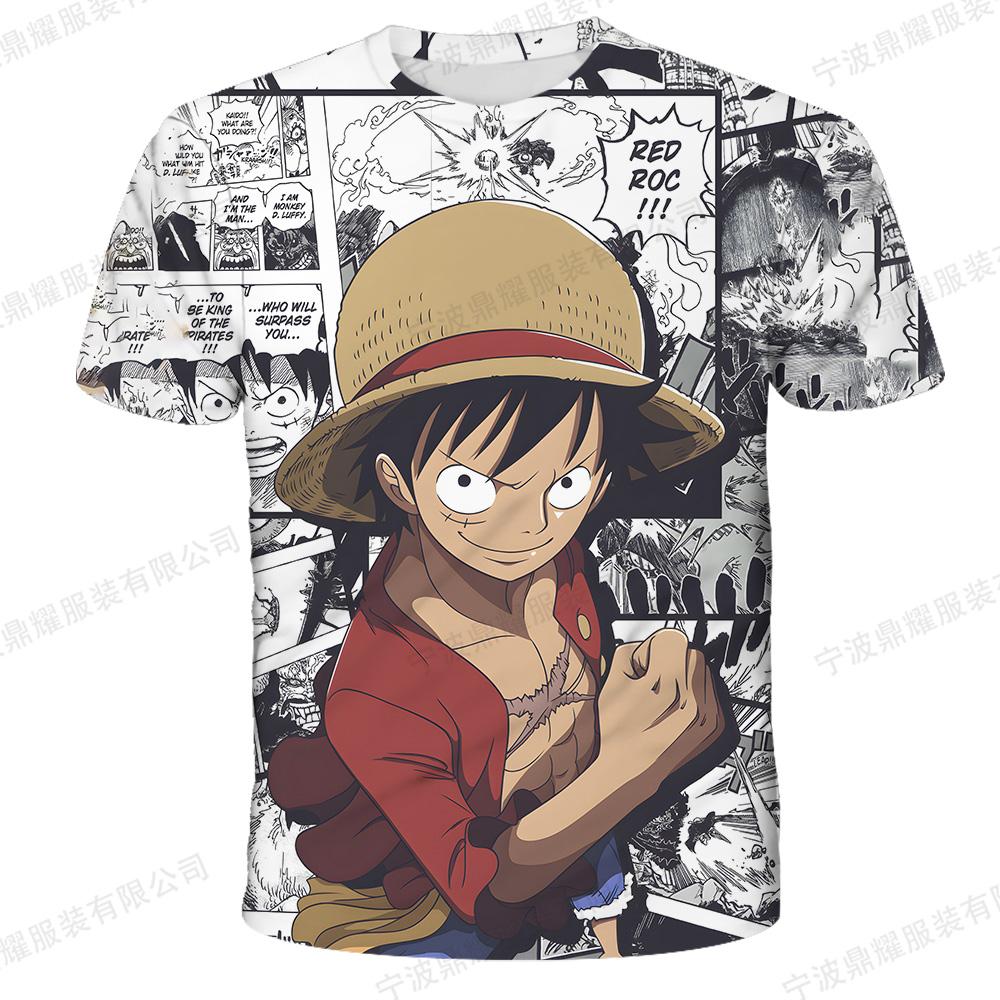 One Piece Gear 5 Nika Luffy 3D Full Print T-shirt Boys Girls Purple Lightning Anime Casual Children Short Sleeve Tops