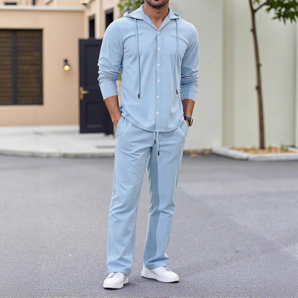 Simple Solid Color New Long-sleeved Hoodie Suit Linen Autumn Loose Casual Cotton Linen Cardigan Shirt