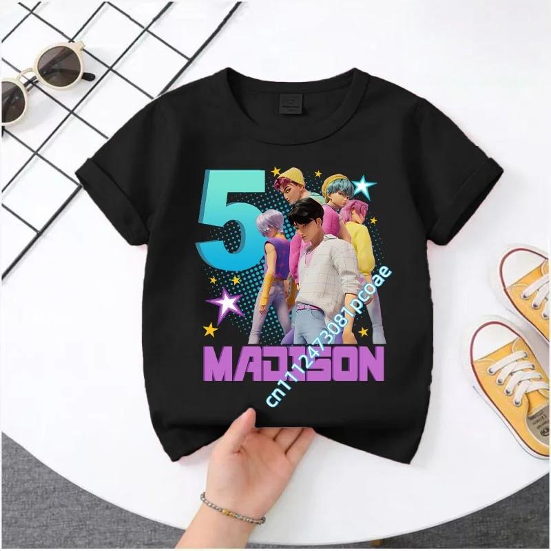 2026 New K-POP Saja Boys Print Short-Sleeved Spring Family Clothing for Boys and Girls Cute Polyester T-shirt for Boys and Girls