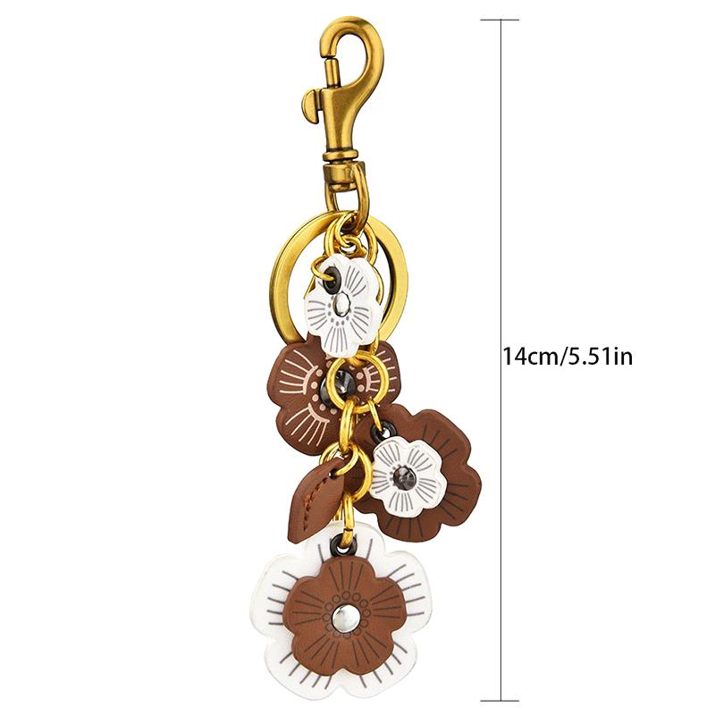 1Pc Bag Hanging Ornaments Retro Keychain Elegant Camellia Lightweight Backpack Pendant Decoration PU Multipurpose Flower