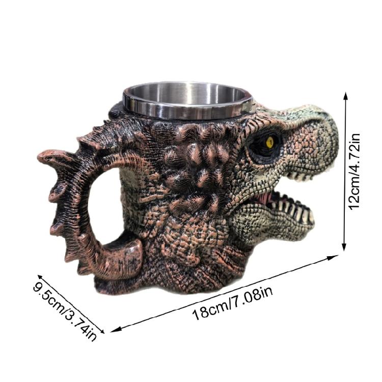 Innovative Dinosaur Shape Cup With Nonrust Steel Liner Easy Cleaning Dinosaur Drinking Cup For Home Decors Or Gift