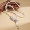 Industria Pesante Zircone Piuma Perla Maglione Lungo Collana Regolabile Nicchia Premium Collana