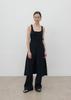 Umamung Elastic Cotton Buttoned Slit Dress_Black