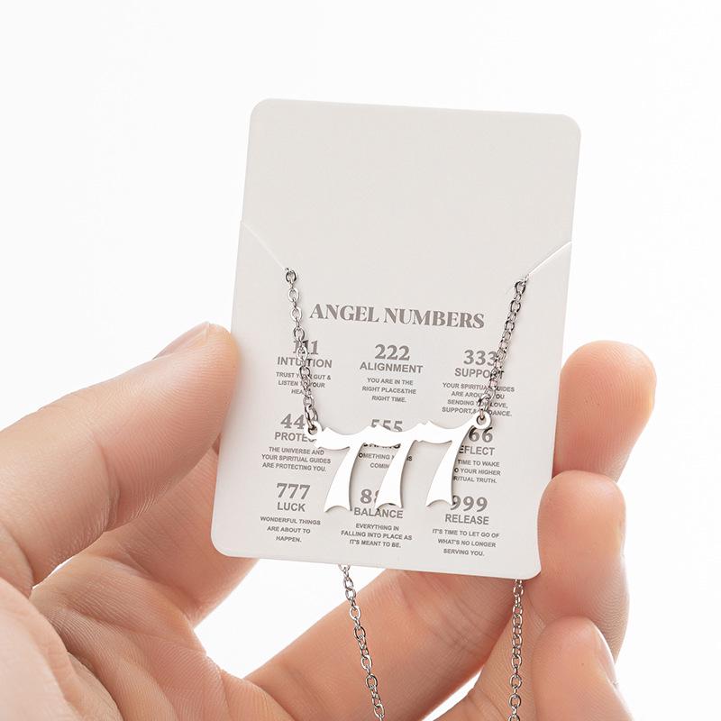 Angel Number Necklace for Women: Stainless Steel 000-999 Pendant Clavicle Chain