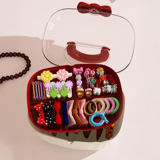 Aufbewahrungsbox für Haaraccessoires Staubdichter Deckel mit Schleifen-Dekor Schichtbehälter für Kinderclips Krawatten