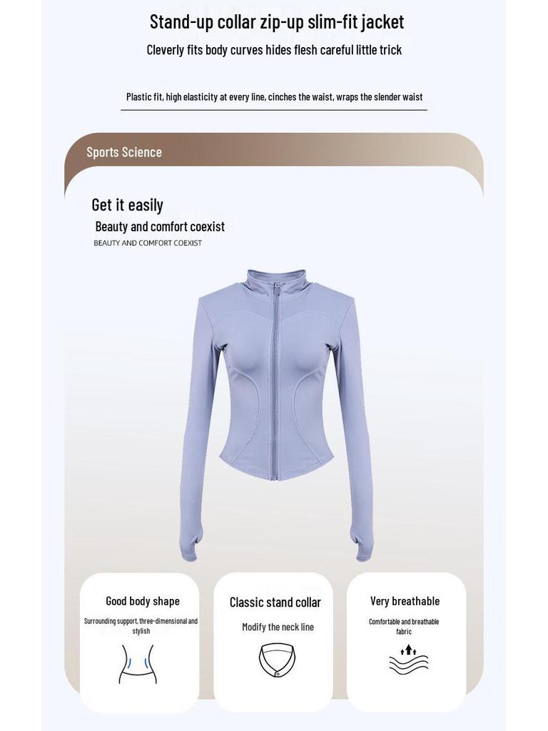 Women's Slim-Fit Fleece-Lined Running Jacket - Autumn/Winter 2025 Yoga & Fitness Long Sleeve.