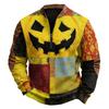 Men's Casual Retro Half Zip Long Sleeve Sweatshirt with Halloween Print