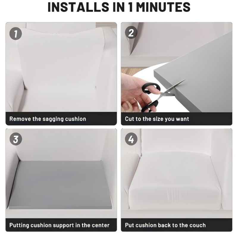 Couch Cushion Support For Sagging Seat High-Density Foam Non-Slip Sponge Pad Filling Sofa Cushion Support Curve Seat Repairing