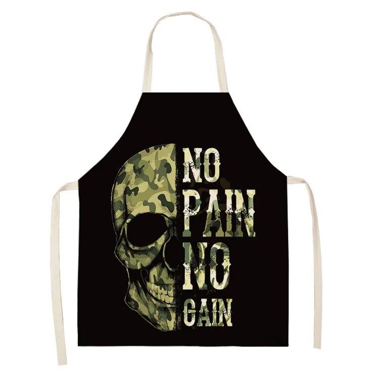 Women's Kitchen Apron Skull Print Waterproof Cooking Oil Proof Linen Stain Proof Chef's Apron Cleaning Tools 47X38CM 68X55CM