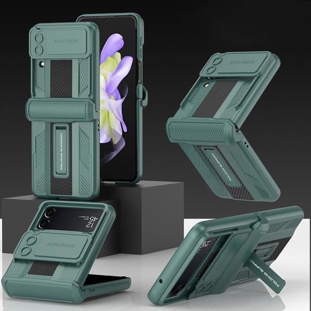 

Магнитная шарнирная крышка объектива для Samsung Galaxy Z Flip 4 5g, чехол с кронштейном, жесткий противоударный защитный чехол для Samsung Z Flip4 case only зелёный