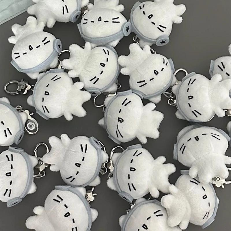 Cute Headphones Kitten Couple Keychain Mini Crying Cat Doll Plush Keyring Cartoon Dog Bee Bag Pendant Charms Backpack Decoration
