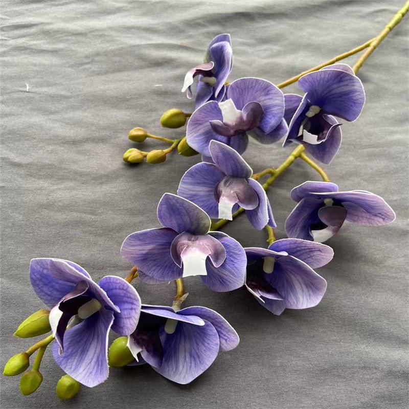 Latex Butterfly Orchid Flower 9 Heads Real Touch Artificial Mini Two Forks Phalaenopsis