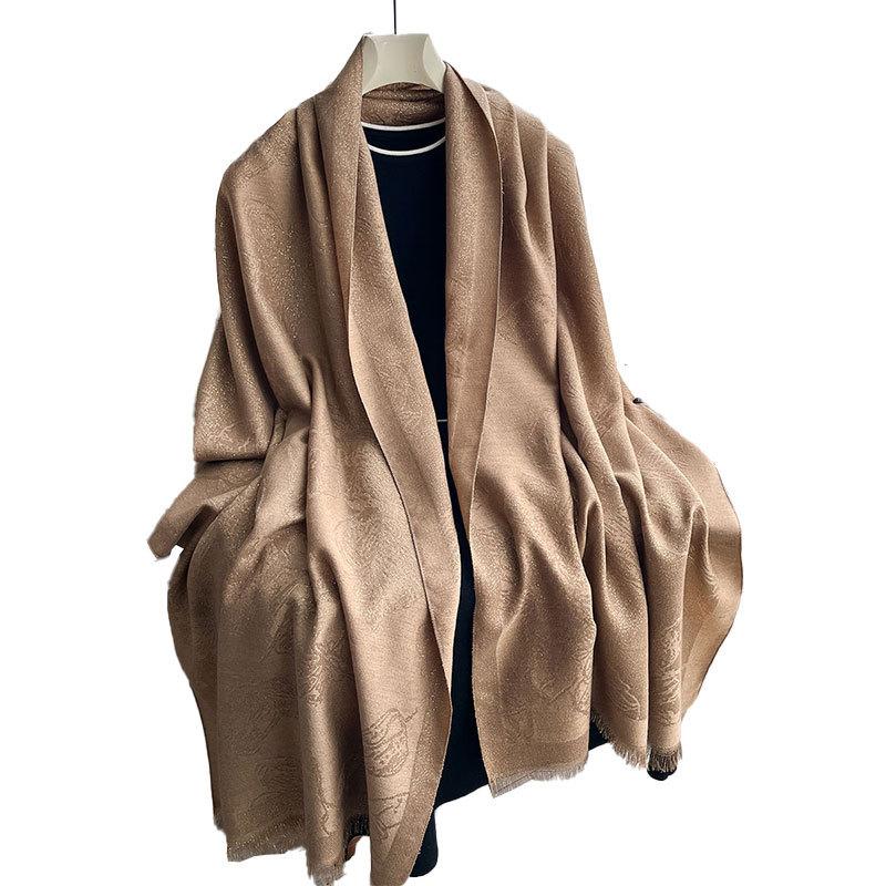 Vielseitiger Mori Kontrastfarben, Frühling und Herbst Doppelseitiger Imitationskaschmirschal, Hochwertiges Warmes Tuch Damen